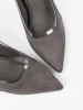 Grey Suede Pumps with Transparent Inserts