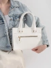 White satchel bag with decorative zipper