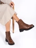 Sergio Leone Brown Leather Ankle Boots with Chunky Sole