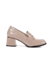 Beige heeled loafers