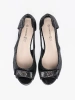 Black slip-on peep-toe shoes