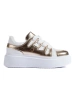 Gold and White High Platform Sneakers