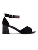 Black Low Block Heel Sandals