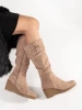 Women’s Beige Suede Knee-High Boots