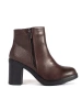 Chic Brown Heeled Ankle Boots with Zipper