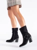Black Suede Block Heel Ankle Boots