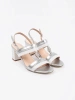 Silver Block Heel Sandals Sergio Leone