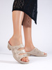 Beige Wedge Sandals with Cut-Out Design