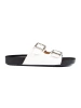 White women's slides with decorative buckles