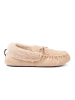 Warm Beige Moccasin Slippers with Bow