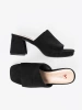 Women's black heeled mules