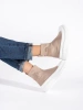 Beige High-Top Platform Sneakers