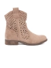 Beige Openwork Ankle Boots in Cowboy Style
