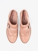 Pink suede flat loafers