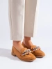 Chic Camel Loafers with Crystals