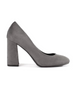 Suede grey block heel pumps