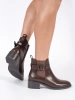 Brown Ankle Boots with Buckle and Heel