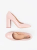 Pink patent pumps