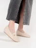 Beige women's lace-up shoes with hidden wedge