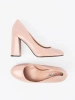 Light beige patent block heels