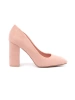 Light pink block-heeled pumps