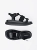 Elegant black leather platform sandals