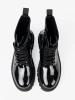 Black Patent Chunky Sole Worker Boots