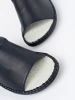 Women's navy blue slides with leather insole