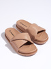 Brown Flat Slide Sandals