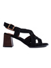 Plush Black Block Heeled Sandals