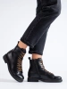 Chic Lace-Up Black Ankle Boots by Vinceza