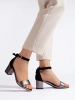 Black and Silver Block Heeled Sandals with Bow by Potocki