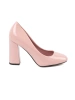 Pink patent block heel pumps