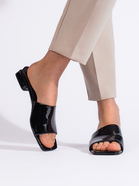 Classic Black Heeled Slides