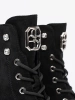Elegant Black Worker Boots with Sparkling Crystals