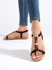 Black Embellished Flat Sandals
