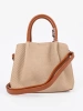 Light Brown Medium Handbag with Decorative Scarf