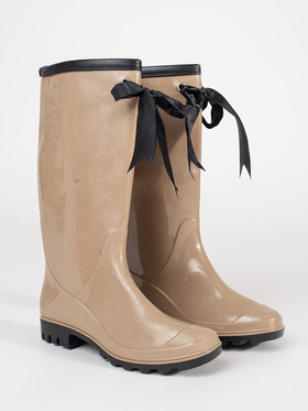 Beige Patent Rain Boots