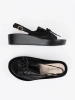 Black wedge sandals with leather insole