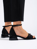 Black Suede Low Heel Sandals