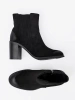Black Suede Ankle Boots on High Column Heel, Lined