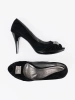 Open toe black pumps