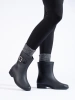 Black rain boots with buckle