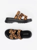 Women's platform leopard print slides