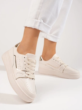 Beżowe sneakersy damskie na platformie Shelovet