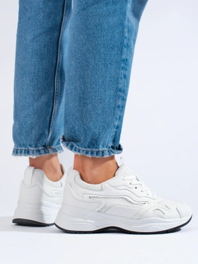Białe wiązane sneakersy damskie Shelovet