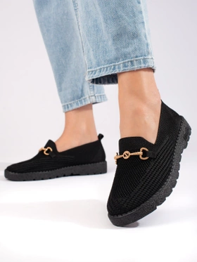 Damskie slip on materiałowe Shelovet czarne