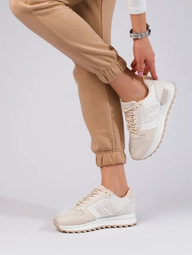 Sneakersy beżowe na grubej podeszwie Shelovet