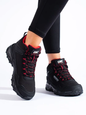 Wysokie buty trekkingowe damskie DK czarno czerwone Softshell